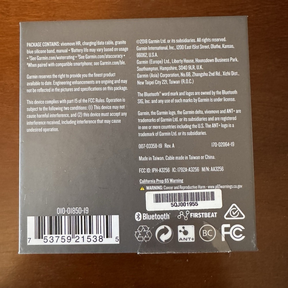 GARMIN Vivomove HR Smartwatch Rose Gold Leather & Silicone Band, Charger, Box - Picture 16 of 16